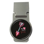 My Heart Points To Yours / Pink and Blue Cupid s Arrows (black) Money Clips (Round) 