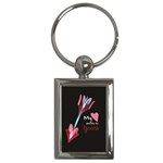 My Heart Points To Yours / Pink and Blue Cupid s Arrows (black) Key Chains (Rectangle) 