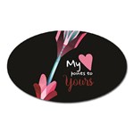 My Heart Points To Yours / Pink and Blue Cupid s Arrows (black) Oval Magnet