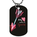 My Heart Points To Yours / Pink and Blue Cupid s Arrows (black) Dog Tag (One Side)