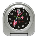 My Heart Points To Yours / Pink and Blue Cupid s Arrows (black) Travel Alarm Clocks