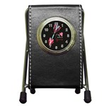 My Heart Points To Yours / Pink and Blue Cupid s Arrows (black) Pen Holder Desk Clocks Front