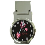 My Heart Points To Yours / Pink and Blue Cupid s Arrows (black) Money Clip Watches