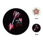 My Heart Points To Yours / Pink and Blue Cupid s Arrows (black) Playing Cards (Round) 
