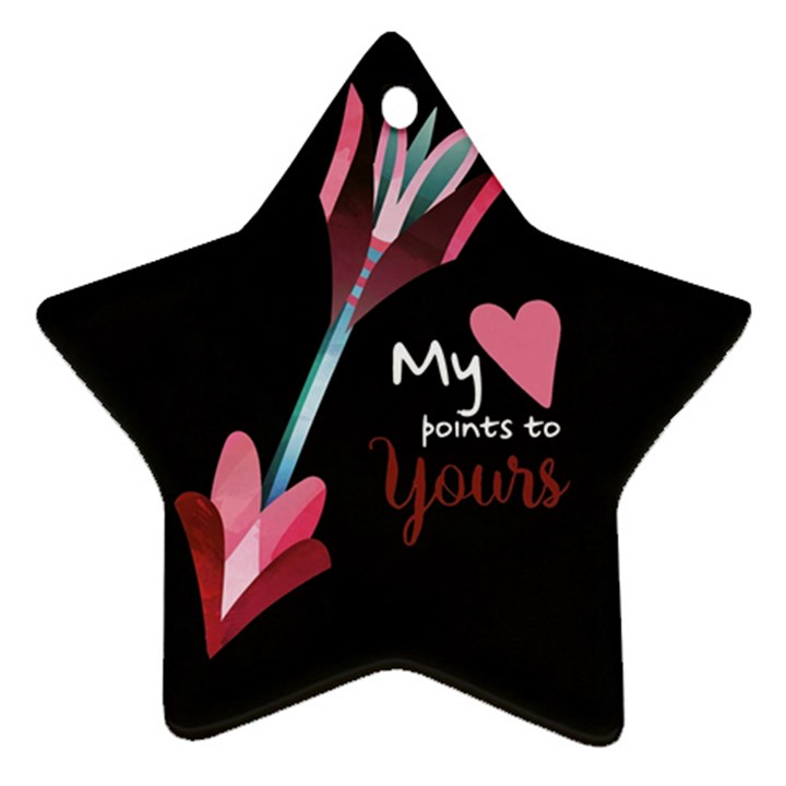 My Heart Points To Yours / Pink and Blue Cupid s Arrows (black) Star Ornament (Two Sides)
