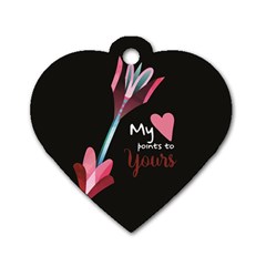 My Heart Points To Yours / Pink And Blue Cupid s Arrows (black) Dog Tag Heart (one Side) by FashionFling