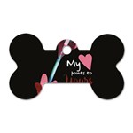 My Heart Points To Yours / Pink and Blue Cupid s Arrows (black) Dog Tag Bone (Two Sides)