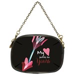 My Heart Points To Yours / Pink and Blue Cupid s Arrows (black) Chain Purses (One Side) 