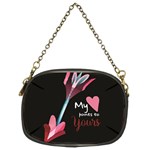 My Heart Points To Yours / Pink and Blue Cupid s Arrows (black) Chain Purses (Two Sides) 