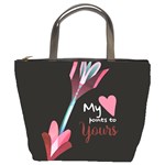 My Heart Points To Yours / Pink and Blue Cupid s Arrows (black) Bucket Bags