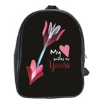 My Heart Points To Yours / Pink and Blue Cupid s Arrows (black) School Bags(Large) 