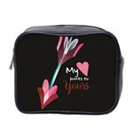 My Heart Points To Yours / Pink and Blue Cupid s Arrows (black) Mini Toiletries Bag 2-Side