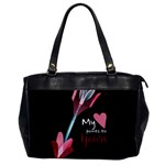 My Heart Points To Yours / Pink and Blue Cupid s Arrows (black) Office Handbags