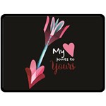 My Heart Points To Yours / Pink and Blue Cupid s Arrows (black) Fleece Blanket (Large) 