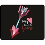My Heart Points To Yours / Pink and Blue Cupid s Arrows (black) Fleece Blanket (Medium) 