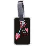 My Heart Points To Yours / Pink and Blue Cupid s Arrows (black) Luggage Tags (One Side) 