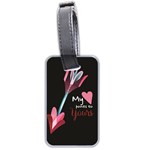 My Heart Points To Yours / Pink and Blue Cupid s Arrows (black) Luggage Tags (Two Sides)