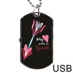 My Heart Points To Yours / Pink and Blue Cupid s Arrows (black) Dog Tag USB Flash (One Side)
