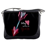 My Heart Points To Yours / Pink and Blue Cupid s Arrows (black) Messenger Bags