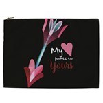 My Heart Points To Yours / Pink and Blue Cupid s Arrows (black) Cosmetic Bag (XXL)  Front