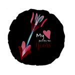 My Heart Points To Yours / Pink and Blue Cupid s Arrows (black) Standard 15  Premium Round Cushions