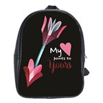 My Heart Points To Yours / Pink and Blue Cupid s Arrows (black) School Bags (XL) 