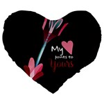 My Heart Points To Yours / Pink and Blue Cupid s Arrows (black) Large 19  Premium Heart Shape Cushions