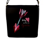 My Heart Points To Yours / Pink and Blue Cupid s Arrows (black) Flap Messenger Bag (L) 