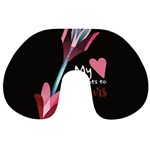 My Heart Points To Yours / Pink and Blue Cupid s Arrows (black) Travel Neck Pillows