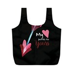 My Heart Points To Yours / Pink and Blue Cupid s Arrows (black) Full Print Recycle Bags (M) 