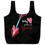 My Heart Points To Yours / Pink and Blue Cupid s Arrows (black) Full Print Recycle Bags (L) 