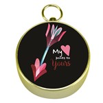 My Heart Points To Yours / Pink and Blue Cupid s Arrows (black) Gold Compasses