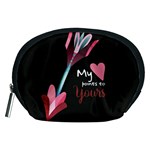 My Heart Points To Yours / Pink and Blue Cupid s Arrows (black) Accessory Pouches (Medium) 