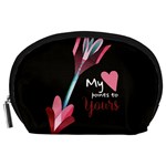 My Heart Points To Yours / Pink and Blue Cupid s Arrows (black) Accessory Pouches (Large) 