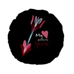My Heart Points To Yours / Pink and Blue Cupid s Arrows (black) Standard 15  Premium Flano Round Cushions
