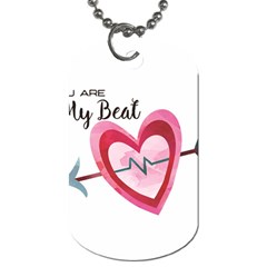 You Are My Beat / Pink And Teal Hearts Pattern (white)  Dog Tag (two Sides) by FashionFling
