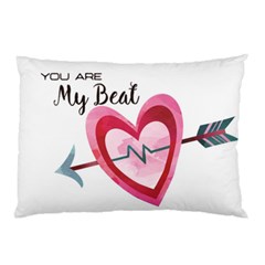 You Are My Beat / Pink And Teal Hearts Pattern (white)  Pillow Case (two Sides) by FashionFling