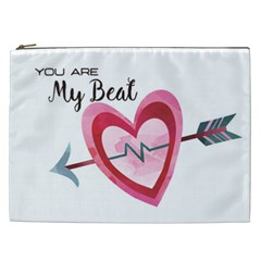 You Are My Beat / Pink And Teal Hearts Pattern (white)  Cosmetic Bag (xxl) 