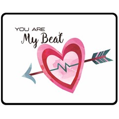 You Are My Beat / Pink And Teal Hearts Pattern (white)  Double Sided Fleece Blanket (medium) 