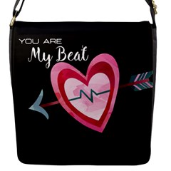 You Are My Beat / Pink And Teal Hearts Pattern (black)  Flap Messenger Bag (s)