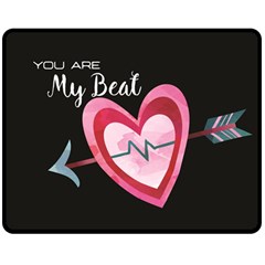 You Are My Beat / Pink And Teal Hearts Pattern (black)  Double Sided Fleece Blanket (medium) 