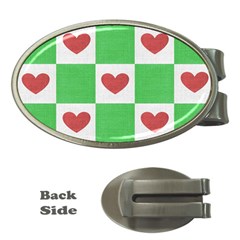 Fabric Texture Hearts Checkerboard Money Clips (oval)  by Nexatart
