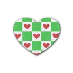 Fabric Texture Hearts Checkerboard Rubber Coaster (heart)  by Nexatart