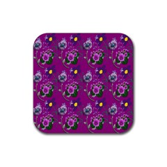 Flower Pattern Rubber Coaster (square)  by Nexatart