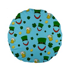 St  Patrick s Day Pattern Standard 15  Premium Flano Round Cushions by Valentinaart