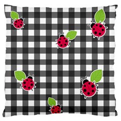 Ladybugs Plaid Pattern Large Flano Cushion Case (one Side) by Valentinaart