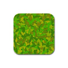 Green Autumn Rubber Square Coaster (4 Pack)  by Valentinaart