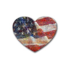 Grunge United State Of Art Flag Heart Coaster (4 Pack)  by Nexatart
