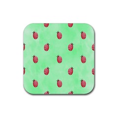 Ladybug Pattern Rubber Square Coaster (4 Pack)  by Nexatart