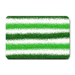 Metallic Green Glitter Stripes Small Doormat  by Nexatart